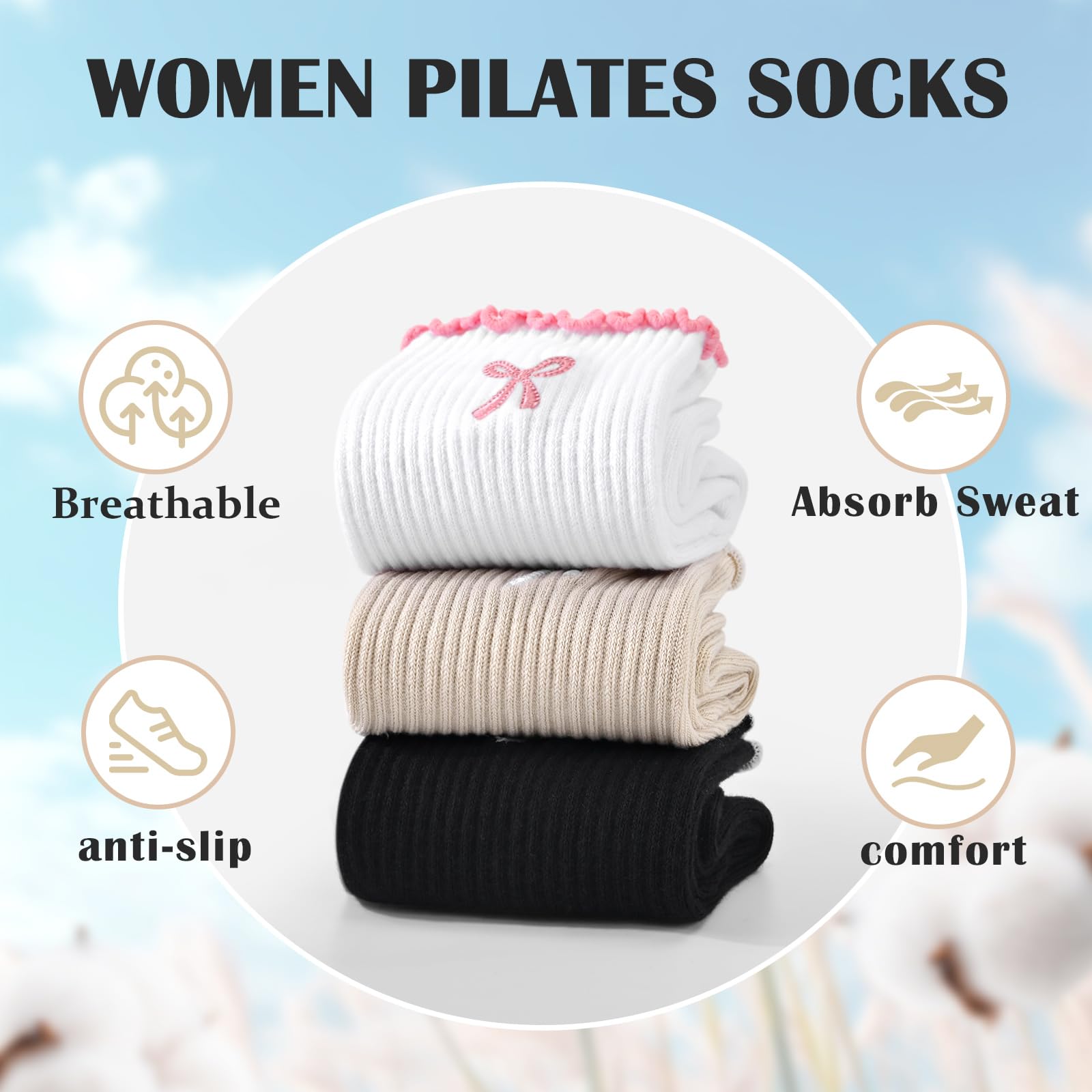 1 Par de Meias de Pilates Anti - Medias Para Pilates Y Yoga avaliação e preço
